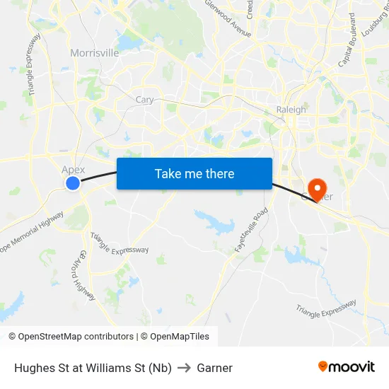 Hughes St at Williams St (Nb) to Garner map