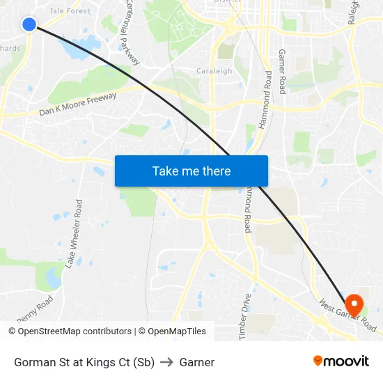 Gorman St at Kings Ct (Sb) to Garner map