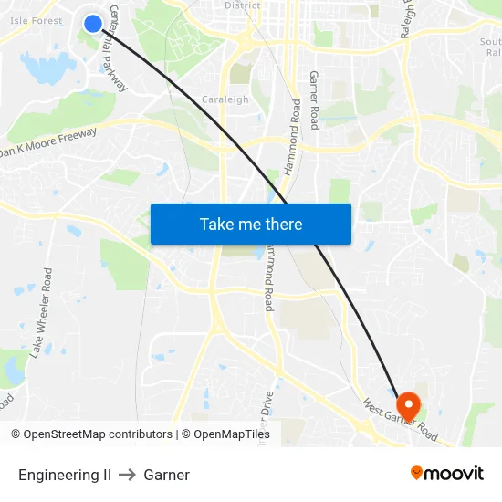 Engineering II to Garner map