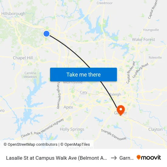 Lasalle St at Campus Walk Ave (Belmont Apts) to Garner map