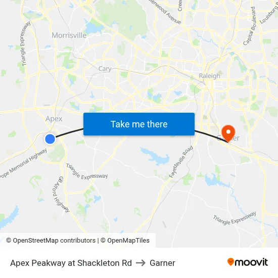 Apex Peakway at Shackleton Rd to Garner map