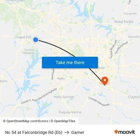 Nc 54 at Falconbridge Rd (Eb) to Garner map