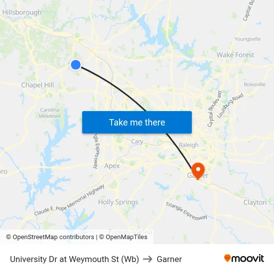 University Dr at Weymouth St (Wb) to Garner map