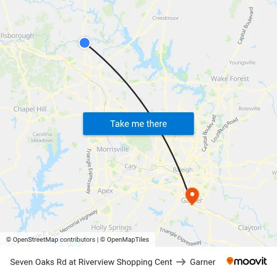Seven Oaks Rd at Riverview Shopping Cent to Garner map