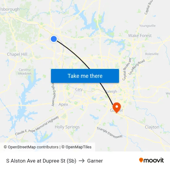 S Alston Ave at Dupree St (Sb) to Garner map