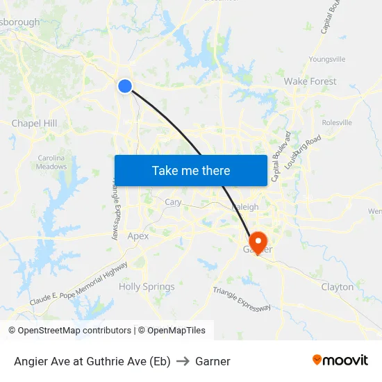 Angier Ave at Guthrie Ave (Eb) to Garner map