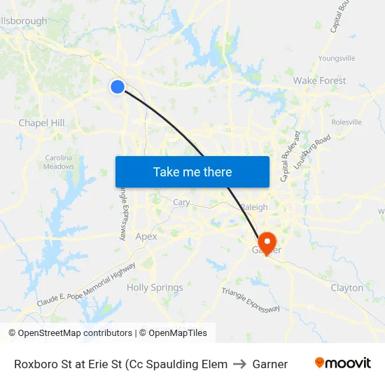 Roxboro St at Erie St (Cc Spaulding Elem to Garner map