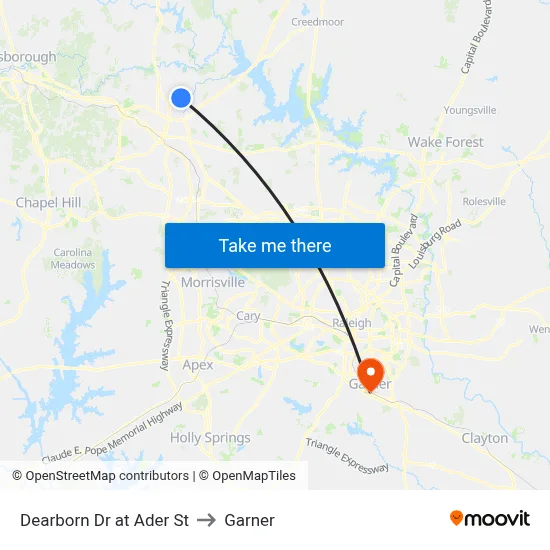 Dearborn Dr at Ader St to Garner map