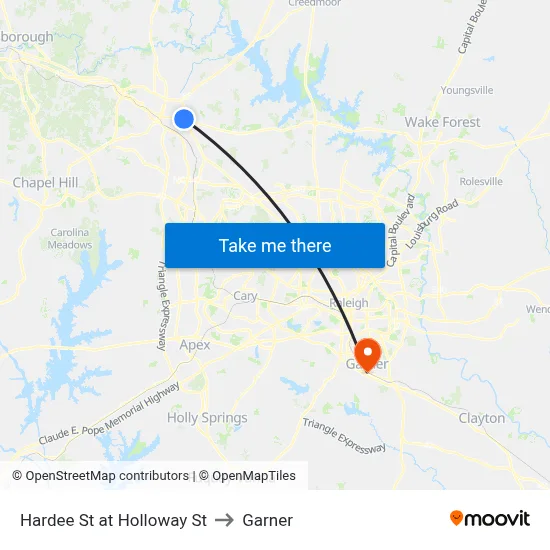 Hardee St at Holloway St to Garner map