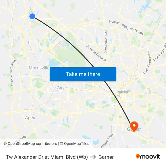 Tw Alexander Dr at Miami Blvd (Wb) to Garner map