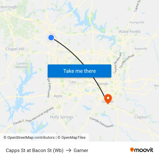 Capps St at Bacon St (Wb) to Garner map