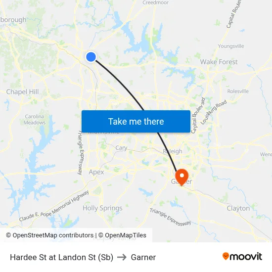 Hardee St at Landon St (Sb) to Garner map