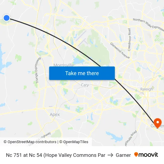 Nc 751 at Nc 54 (Hope Valley Commons Par to Garner map