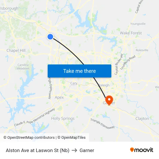 Alston Ave at Laswon St (Nb) to Garner map