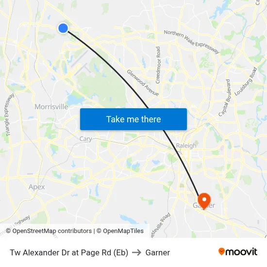 Tw Alexander Dr at Page Rd (Eb) to Garner map