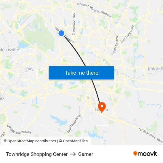 Townridge Shopping Center to Garner map