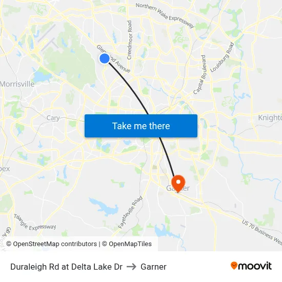 Duraleigh Rd at Delta Lake Dr to Garner map