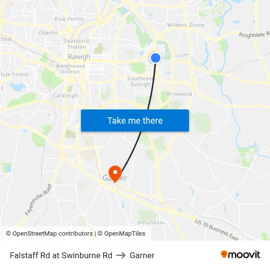 Falstaff Rd at Swinburne Rd to Garner map