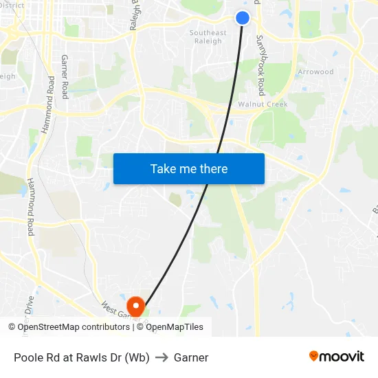 Poole Rd at Rawls Dr (Wb) to Garner map