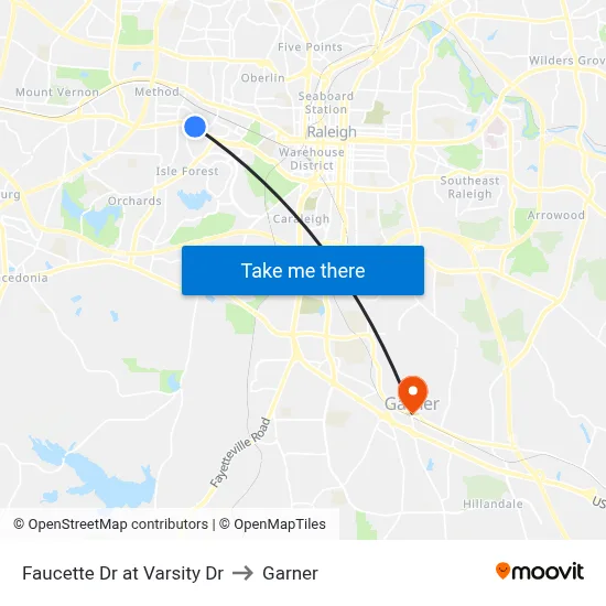 Faucette Dr at Varsity Dr to Garner map