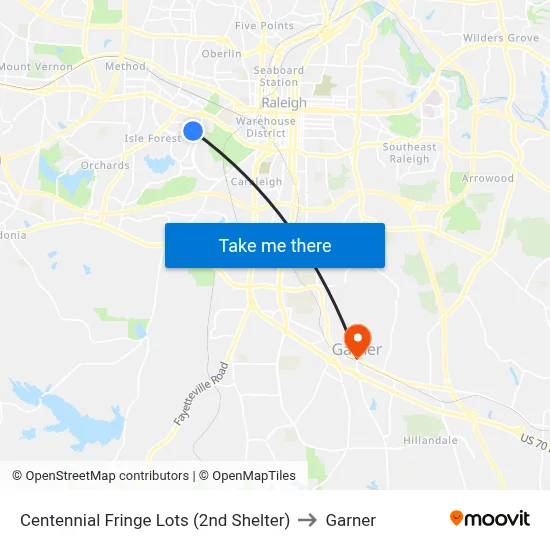 Centennial Fringe Lots (2nd Shelter) to Garner map