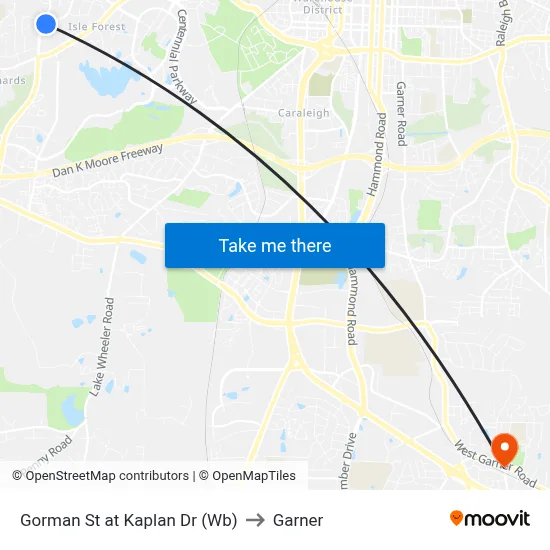 Gorman St at Kaplan Dr (Wb) to Garner map