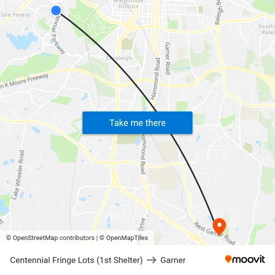 Centennial Fringe Lots (1st Shelter) to Garner map