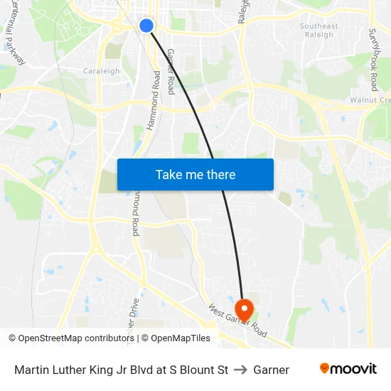 Martin Luther King Jr Blvd at S Blount St to Garner map