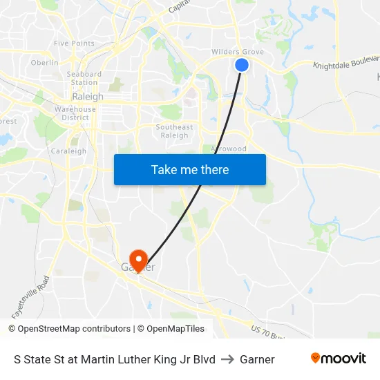 S State St at Martin Luther King Jr Blvd to Garner map