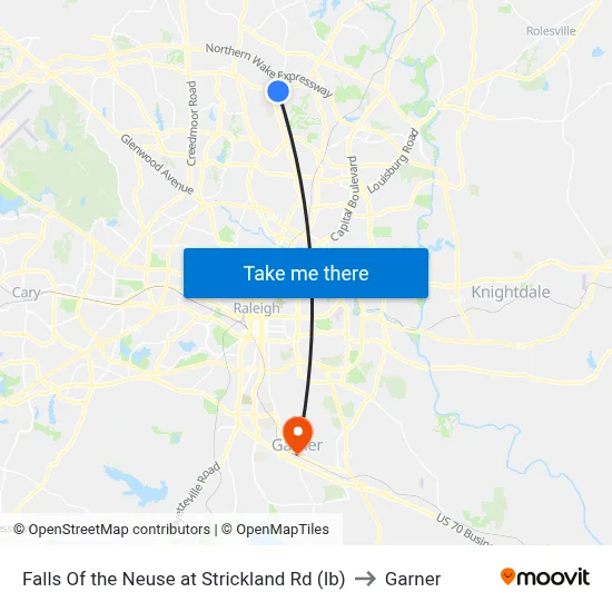 Falls Of the Neuse at Strickland Rd (Ib) to Garner map