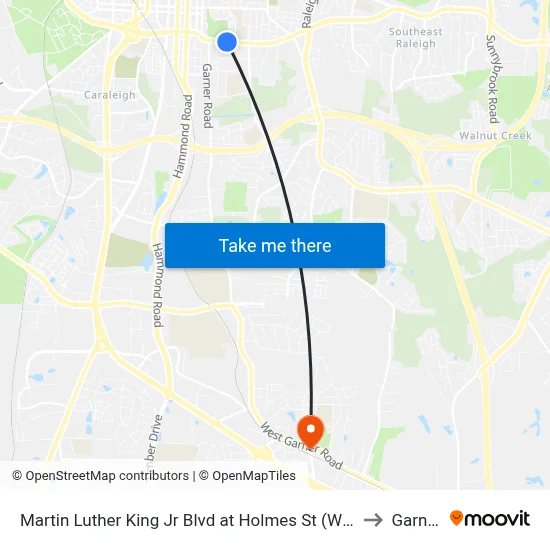 Martin Luther King Jr Blvd at Holmes St (Wb) to Garner map
