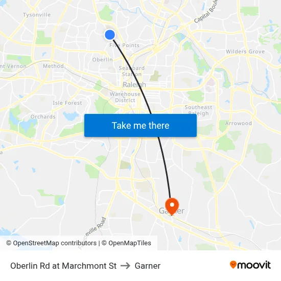 Oberlin Rd at Marchmont St to Garner map