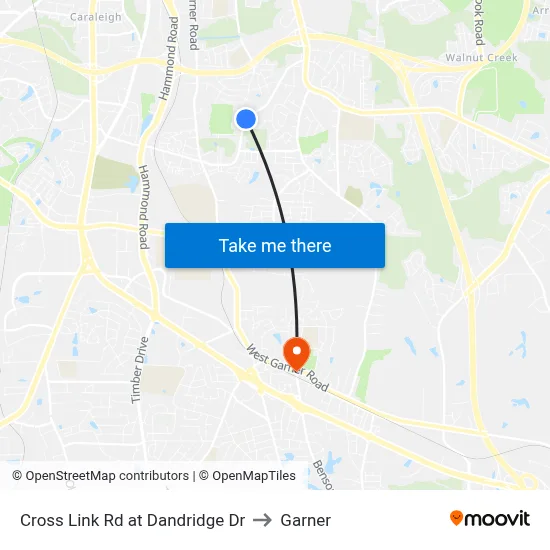 Cross Link Rd at Dandridge Dr to Garner map