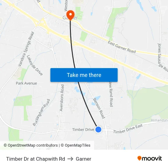 Timber Dr at Chapwith Rd to Garner map