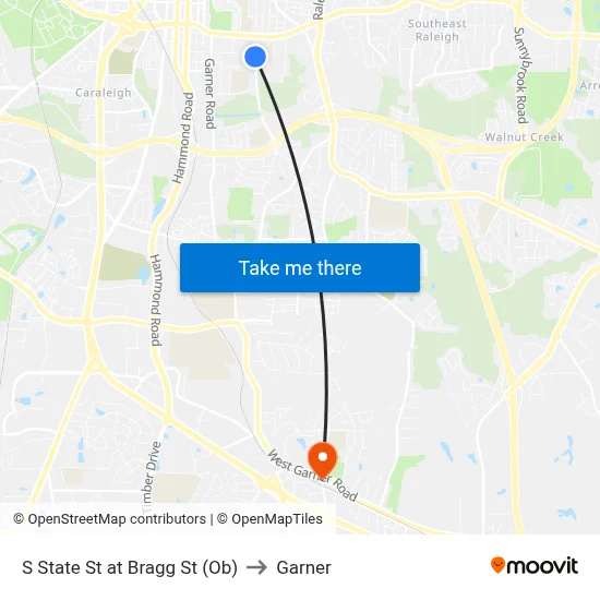 S State St at Bragg St (Ob) to Garner map