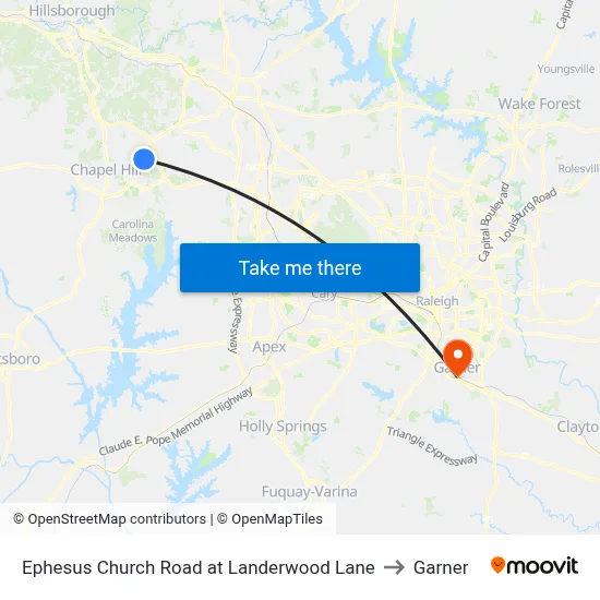 Ephesus Church Road at Landerwood Lane to Garner map