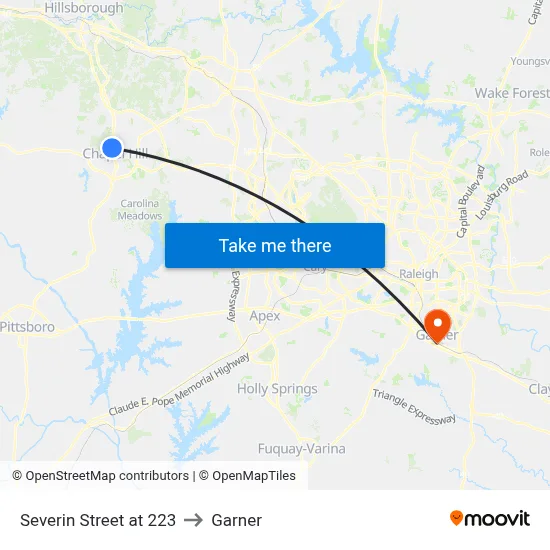 Severin Street at 223 to Garner map
