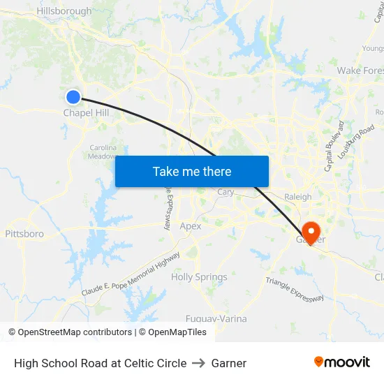 High School Road at Celtic Circle to Garner map