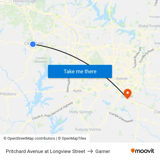 Pritchard Avenue at Longview Street to Garner map