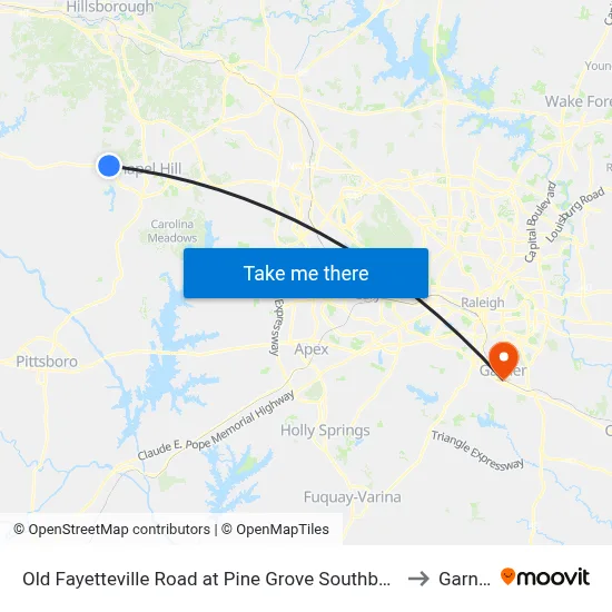 Old Fayetteville Road at Pine Grove Southbound to Garner map
