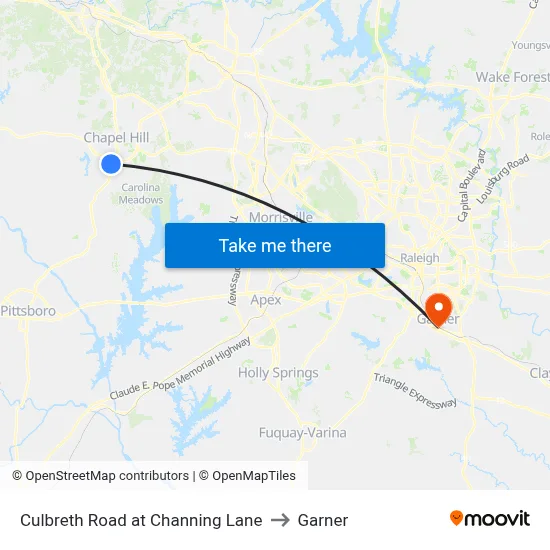Culbreth Road at Channing Lane to Garner map