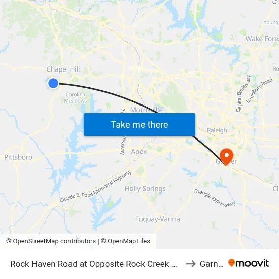 Rock Haven Road at Opposite Rock Creek West to Garner map