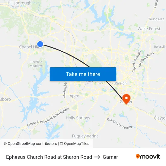 Ephesus Church Road at Sharon Road to Garner map