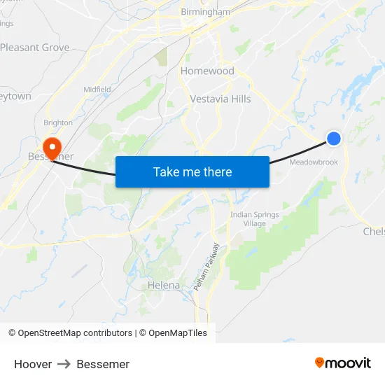 Hoover to Bessemer map