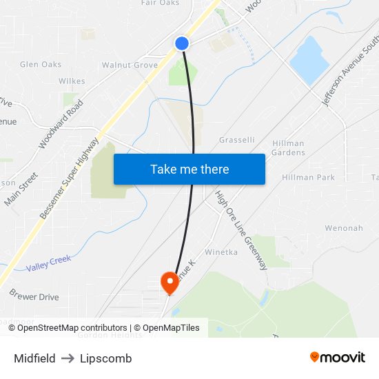 Midfield to Lipscomb map