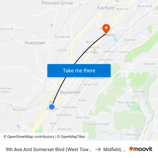 9th Ave And Somerset Blvd (West Town Pla to Midfield, AL map