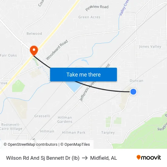 Wilson Rd And Sj Bennett Dr (Ib) to Midfield, AL map