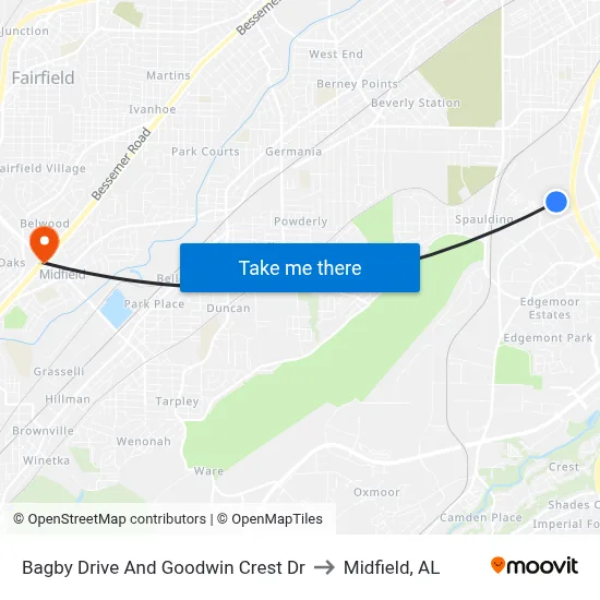 Bagby Drive And Goodwin Crest Dr to Midfield, AL map