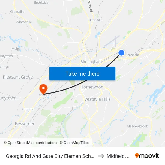 Georgia Rd And Gate City Elemen School to Midfield, AL map