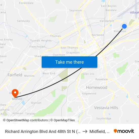 Richard Arrington Blvd And 48th St N (Ib to Midfield, AL map